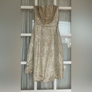 Priscilla of Boston Designer Elegant Gold Brocade Strapless Dress w/ zipper back